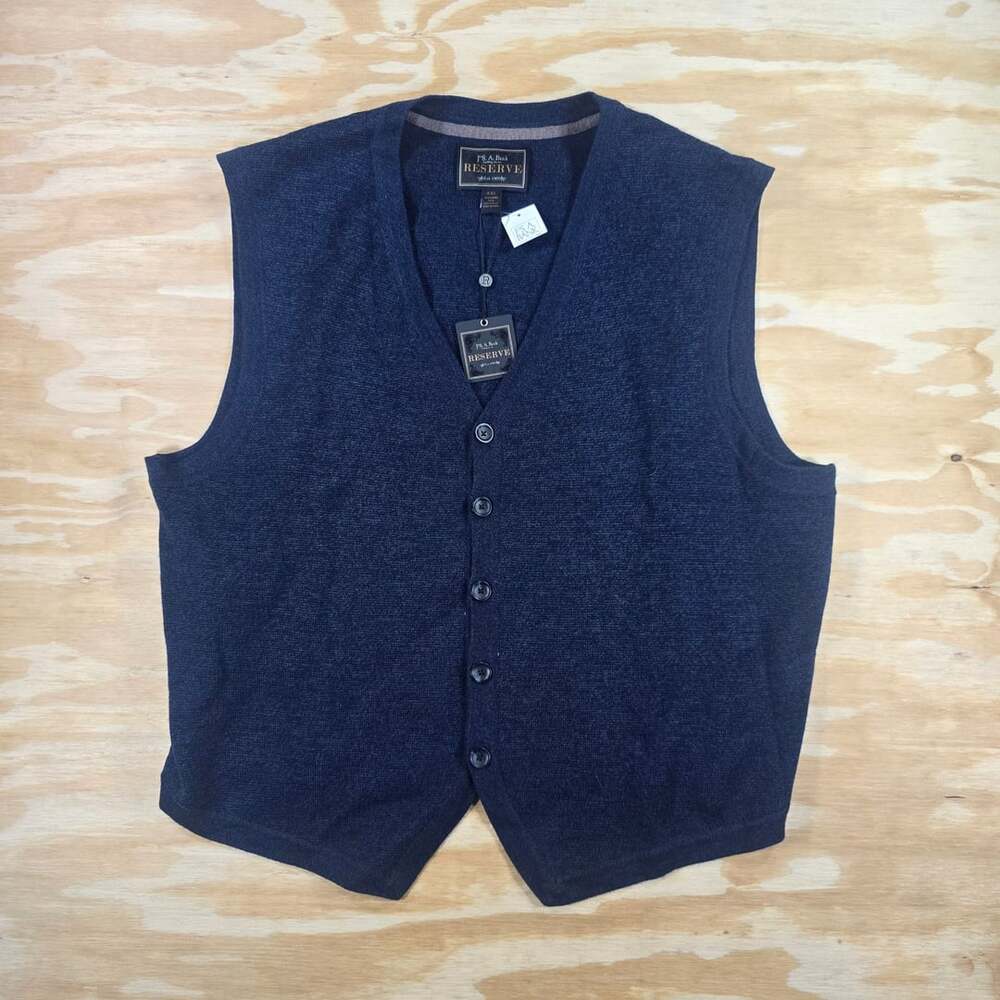 NWT Jos. A. Bank Reserve Sweater Vest Size XXL Navy 100% Merino Wool